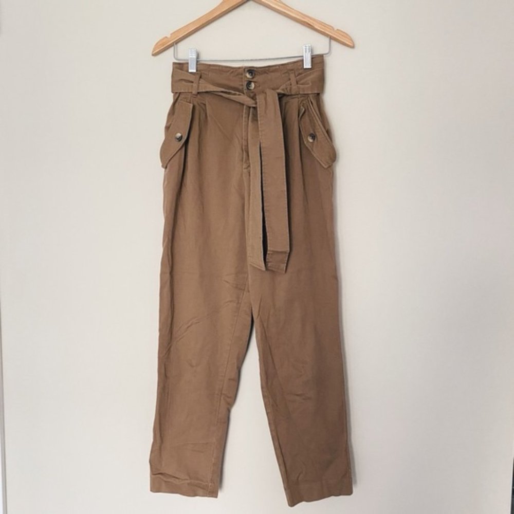 H&M Brown High Rise Tie Front Pants